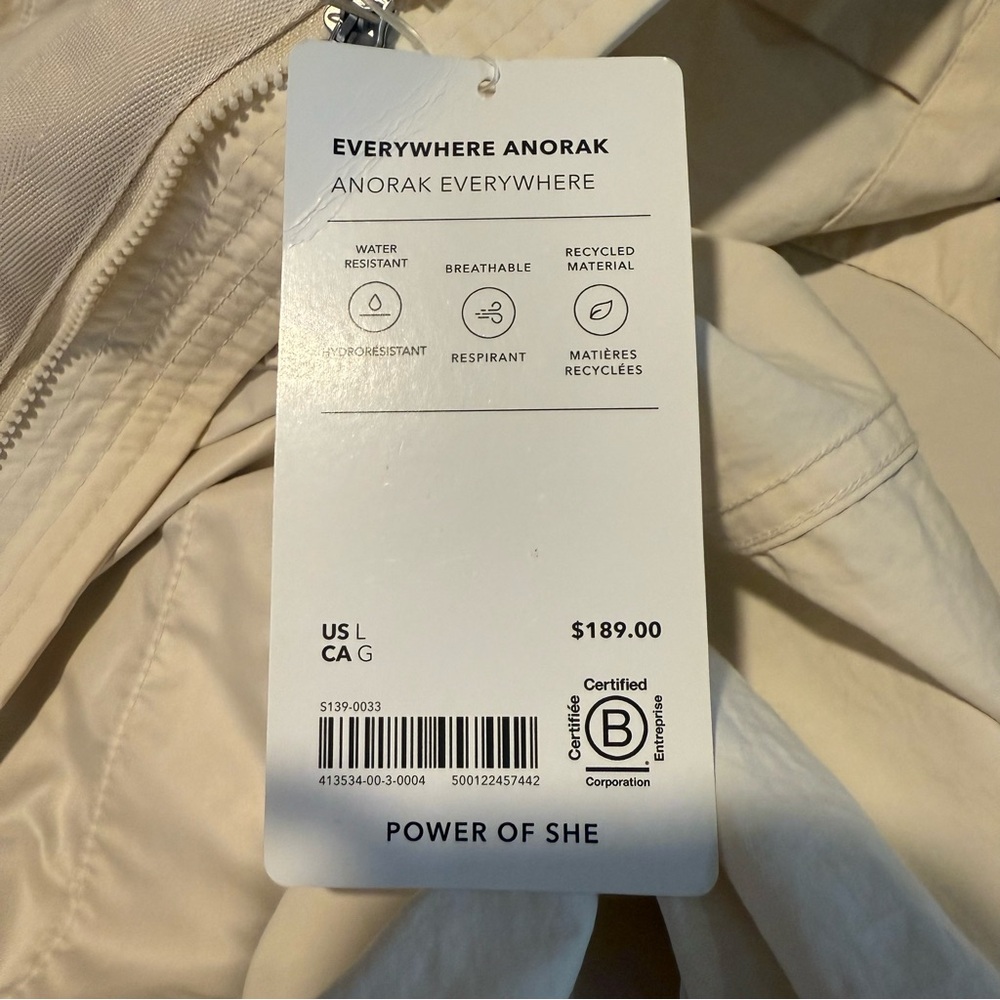 ATHLETA New Everywhere Anorak Lightweight Long Jacket Coat Cream Ivory Sz Large - Picture 12 of 12